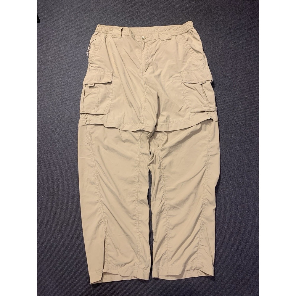 Columbia Hiking Pants Mens Large Tan Convertible Cargo Nylon Travel Packable